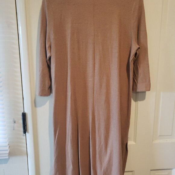 Pure Jill Duster Cardigan 3/4 Sleeve Button Pocket Hemp Organic Cotton Brown M - Picture 8 of 9